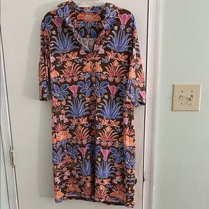 J. McLaughlin Brown and Blue Floral Dress